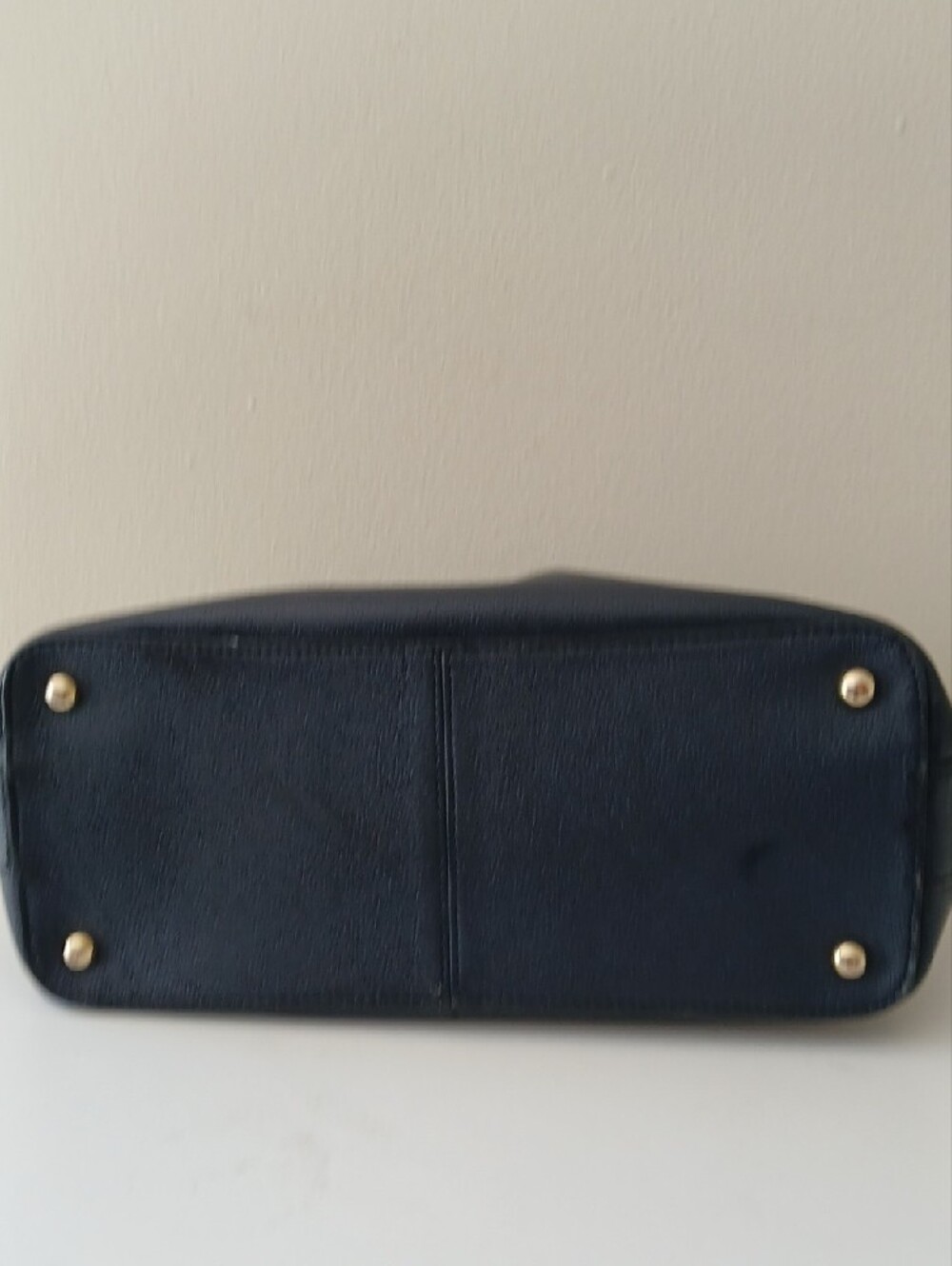 Talbots Navy Pebbled Leather Handbag with Beige Interior - Picture 4 of 6